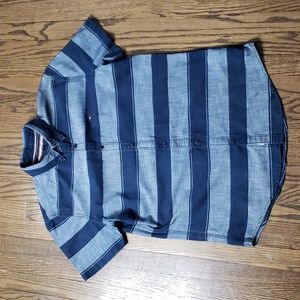 Tommy Hilfiger Short Sleeve Stripe Button Down Shirt